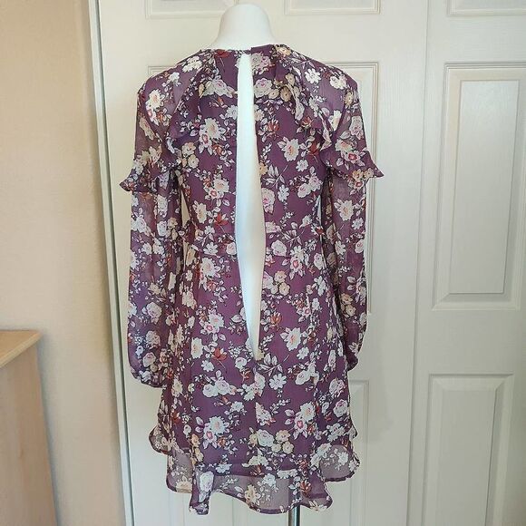 ASTR The Label floral ruffle long sleeve mini dress sz S - Picture 9 of 14